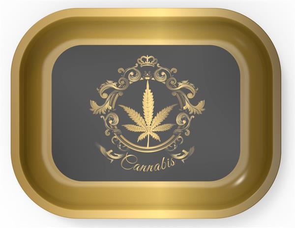 V-Syndicate Dreh-Tablett - Rolling Tray MINI "Leaf Gold"
